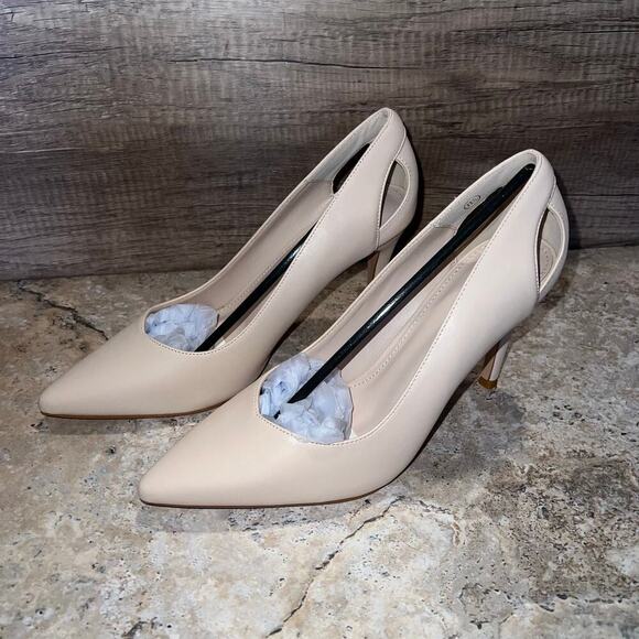 Coutgo Cut Out Pumps High Heel Stiletto Pointed Toe Dress Shoes Sz 8.5 Nude - Picture 13 of 16